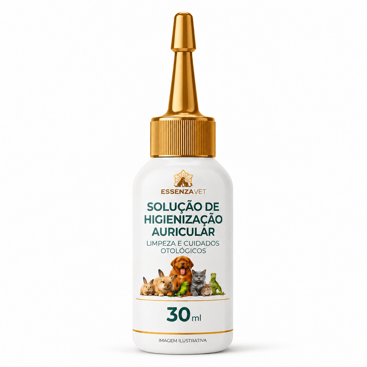 Solução de Higienização Auricular 30ml - Limpeza das Orelhas de Cães e Gatos - Essenza Farma