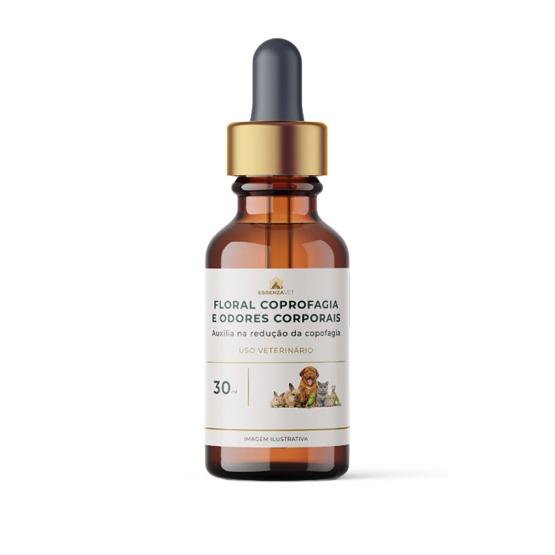 Floral Coprofagia e Odores Corporais para Pets 30ml | Auxilia no Controle da Coprofagia e no Equilíbrio Comportamental de Cães, Gatos, Aves e Outros Animais - Essenza Farma