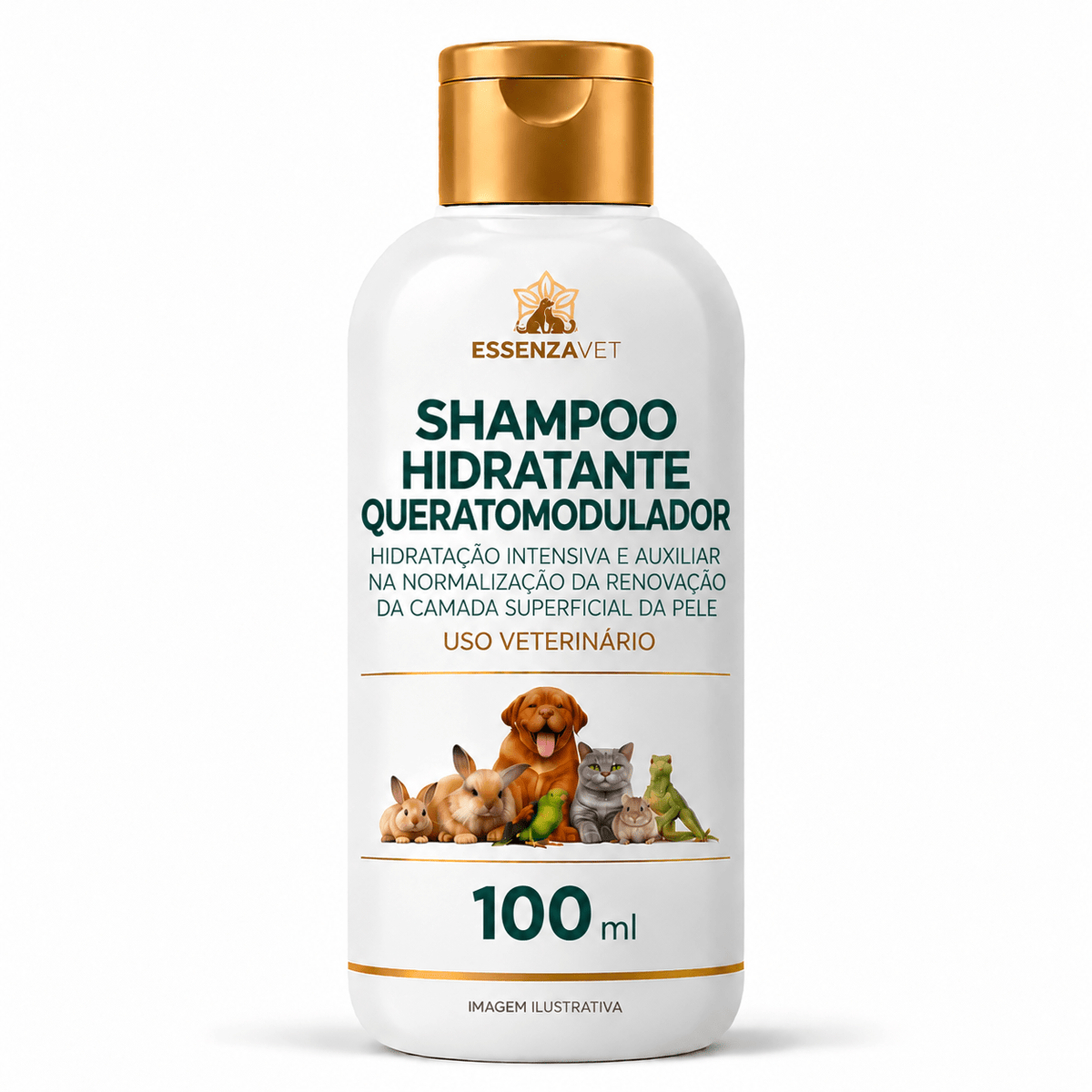 Xampu Hidratante Queratomodulador 100ml - Hidratação e Cuidado com a Pele Animal - Essenza Farma