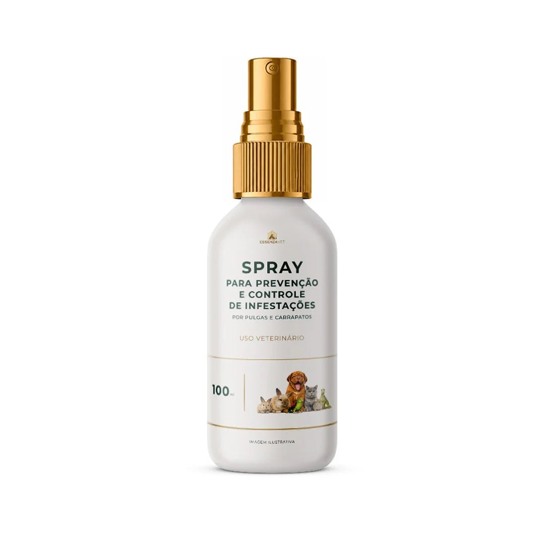 Spray para Prevenção e Controle de Pulgas e Carrapatos para Cães 100ml - Proteção Natural com Nano Neem - Essenza Farma