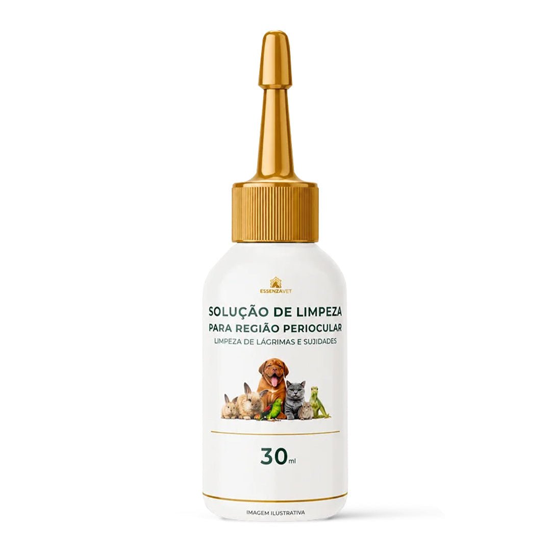Solução de Limpeza Periocular para Cães e Gatos 30ml | Remove Lágrimas, Secreções e Sujidades ao Redor dos Olhos - Essenza Farma