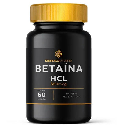 Betaína HCL 500mg – Auxilia na Digestão, Absorção de Nutrientes e Saúde do Estômago | 60 Cápsulas - Essenza Farma
