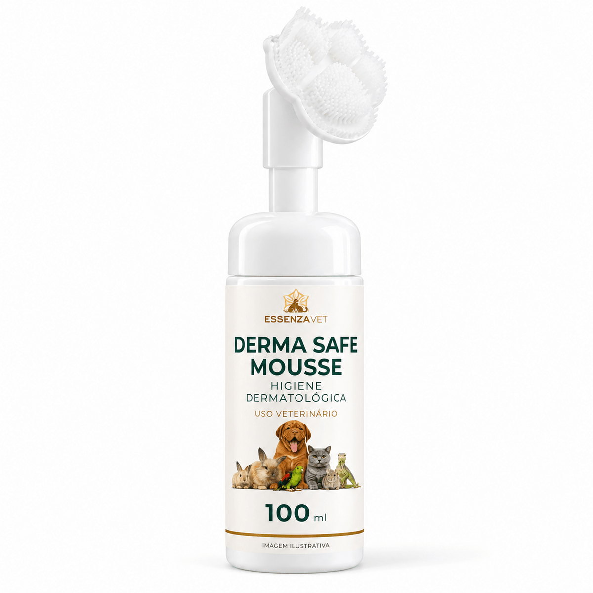 Derma Safe Mousse 100ml - Higiene Dermatológica Veterinária sem Enxágue - Essenza Farma