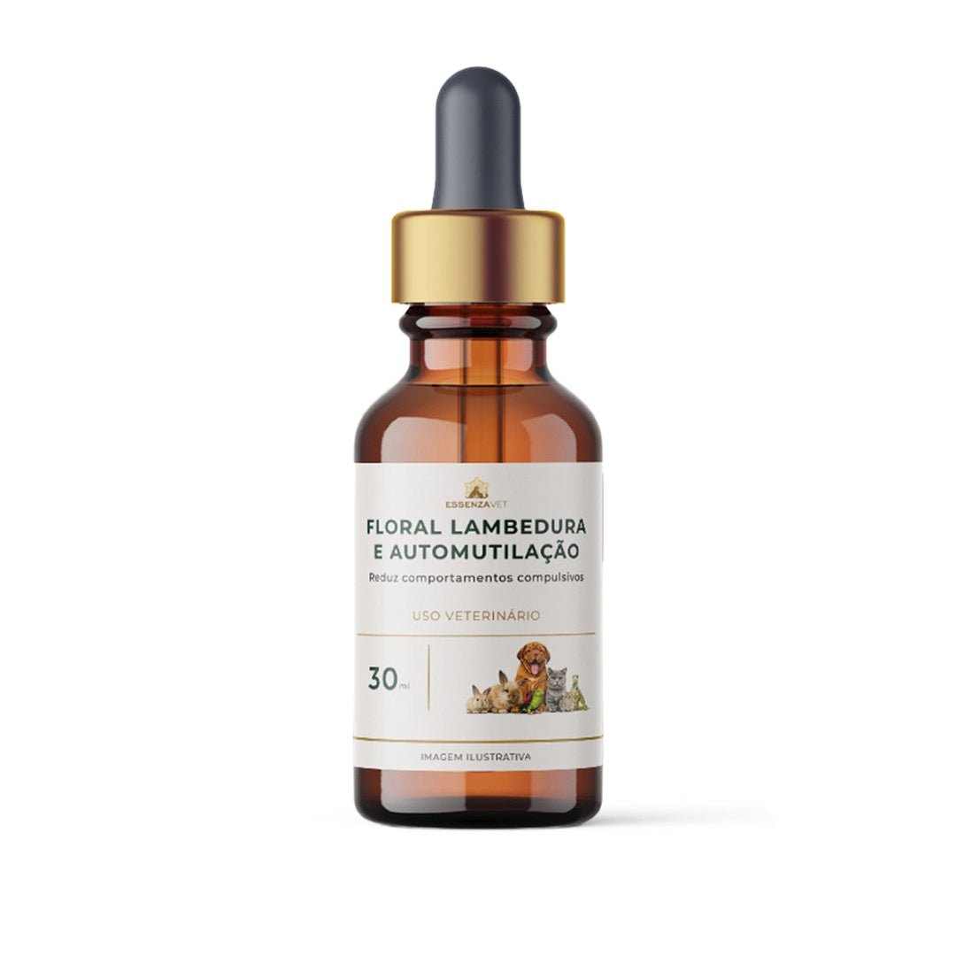 Floral Lambedura e Automutilação para Pets 30ml | Auxilia no Controle da Lambedura Excessiva, Arrancamento de Pelos e Penas - Essenza Farma