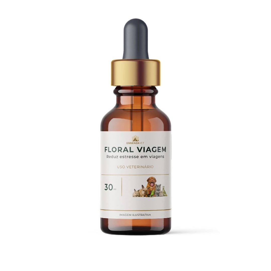 Floral Viagem para Pets 30ml | Auxilia na Redução do Estresse, Ansiedade e Insegurança Durante Viagens e Transporte - Essenza Farma