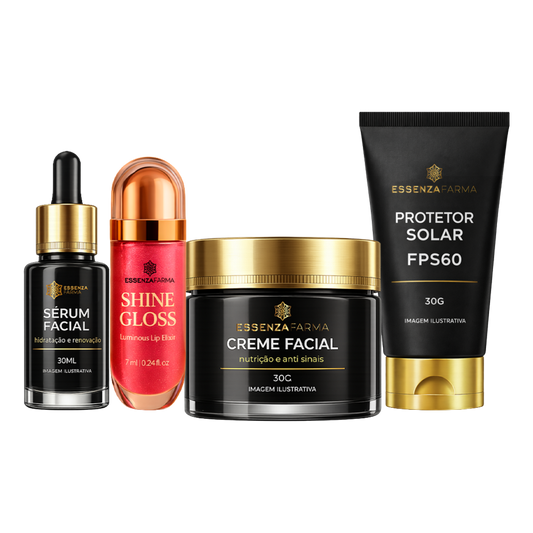 Kit Anti-age (Sérum Facial 30ML + Creme Facial 30G + Protetor Solar FPS60 30G + Gloss Labial 8ML)