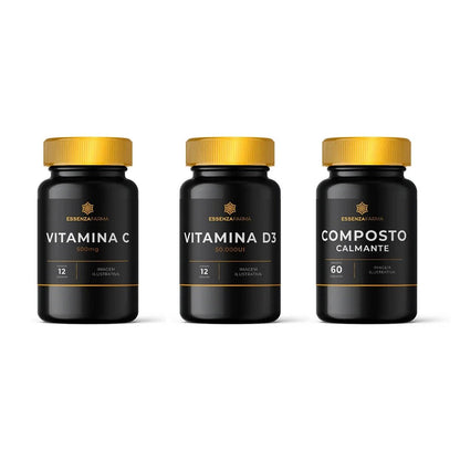 Kit Equilíbrio & Imunidade | Vitamina C + Vitamina D3 + Composto Calmante - Essenza Farma
