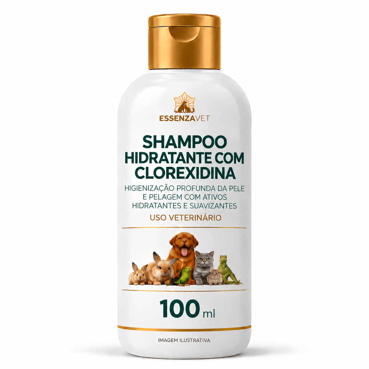 Xampu Hidratante com Clorexidina 100ml - Higiene e Cuidado Dermatológico Veterinário - Essenza Farma