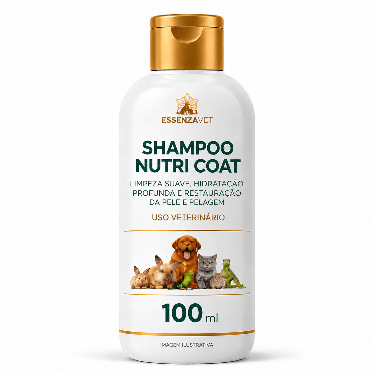 Xampu Nutri Coat 100ml - Hidratação Intensiva para Pele e Pelagem Animal - Essenza Farma