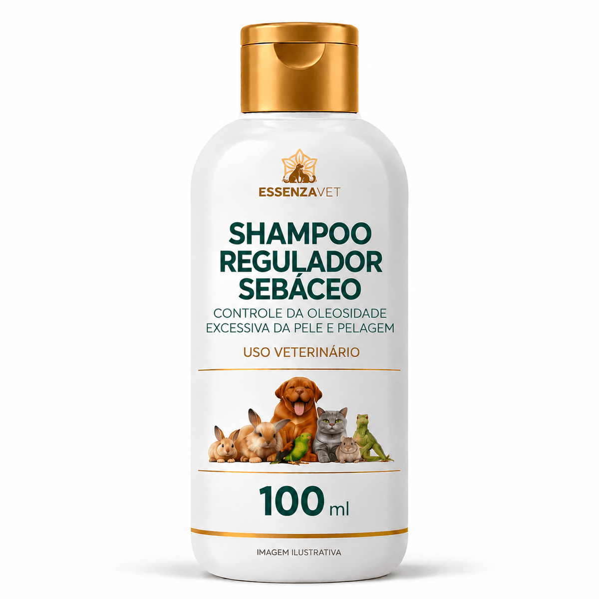Xampu Regulador Sebáceo 100ml - Controle da Oleosidade e Higiene Dermatológica Animal - Essenza Farma