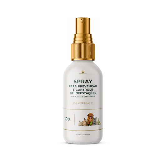 Spray para Prevenção e Controle de Pulgas e Carrapatos para Cães 100ml - Proteção Natural com Nano Neem