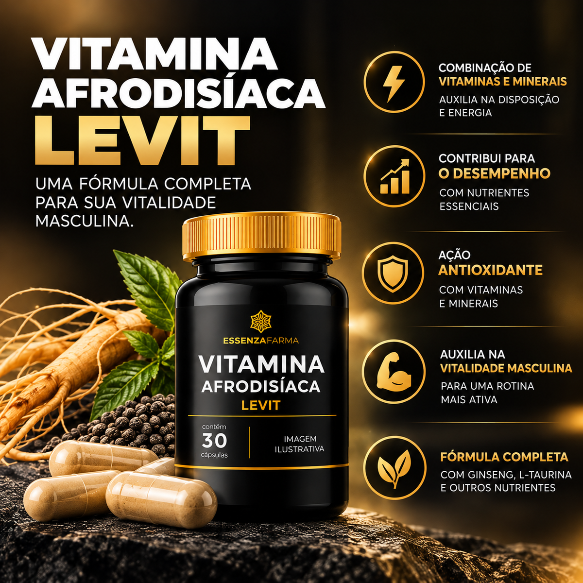 Kit Performance Masculina – TadalaUp Spray Menta + Vitamina Afrodisíaca Levit