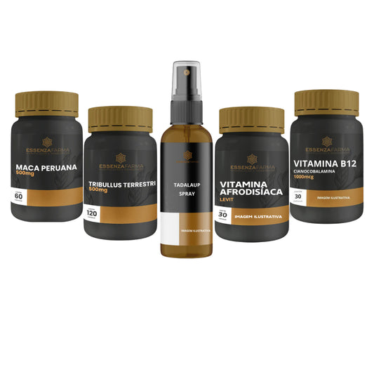 Kit Vitalidade Masculina | TadalaUp, Vitamina Afrodisíaca Levit, Tribullus Terrestris, Maca Peruana e Vitamina B12 Cianocobalamina